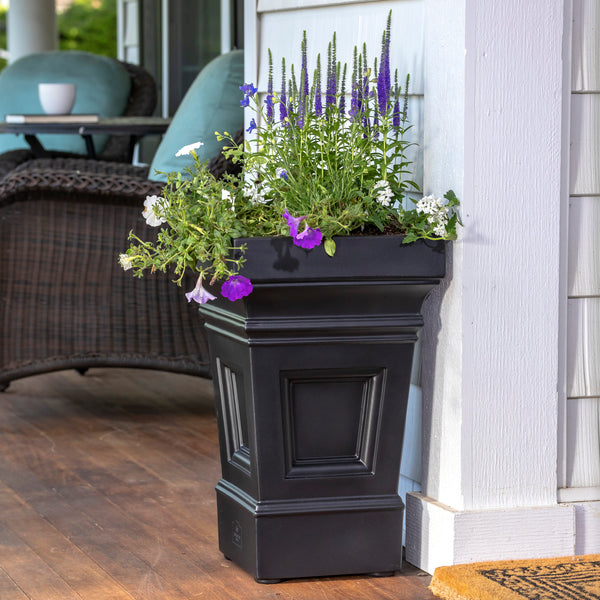 Atherton Planter Box™  - Onyx Black 2 Pack shown with flowers