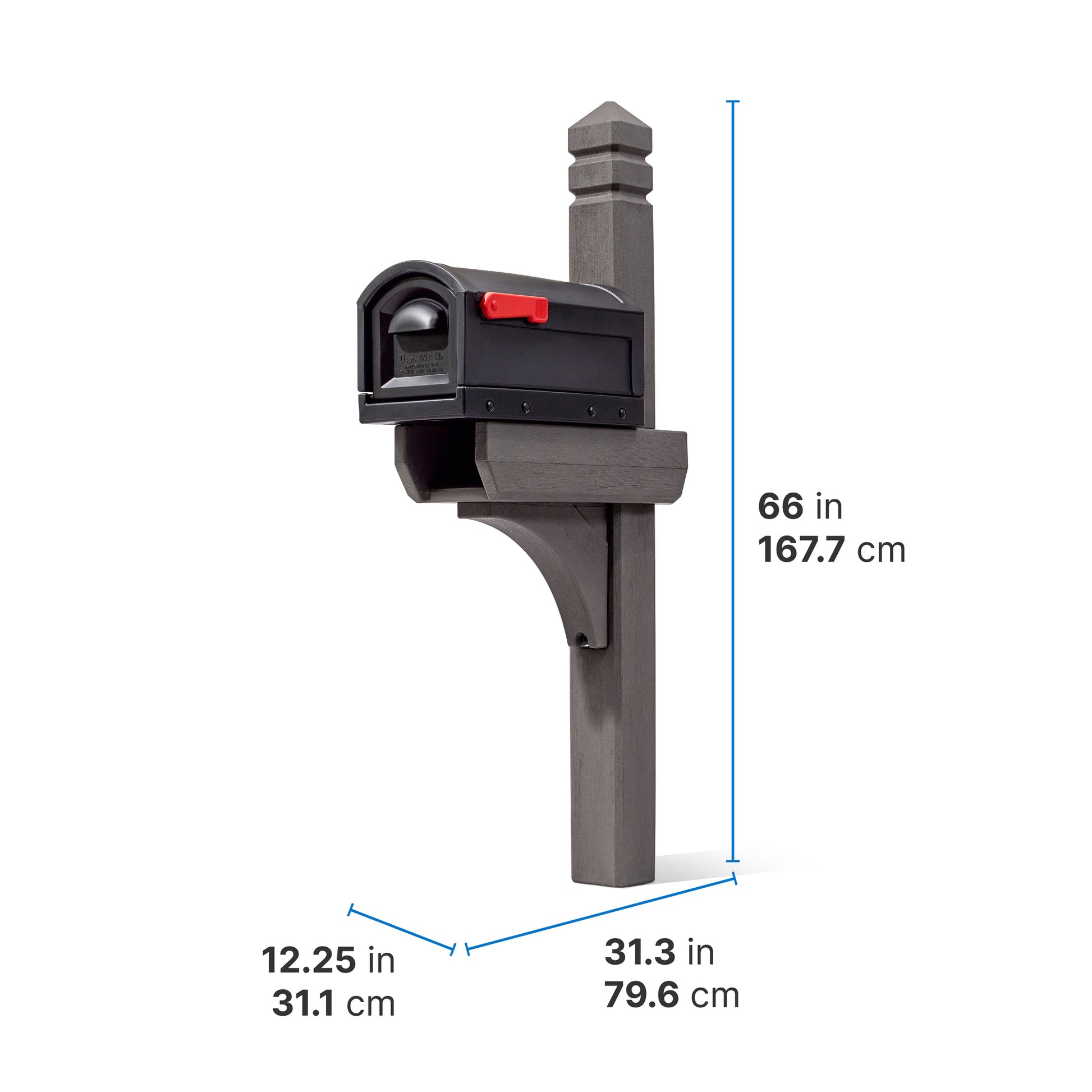 Lakewood Mailbox & Post Kit dimensions