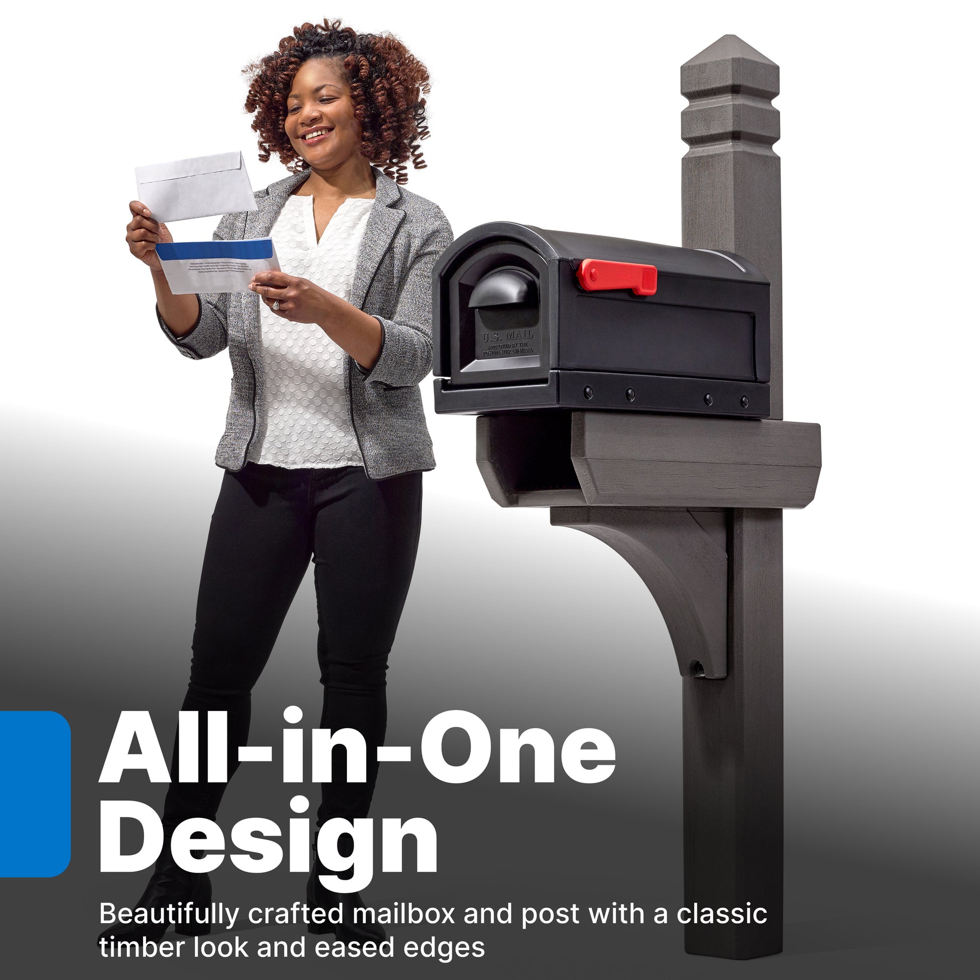 Lakewood Mailbox & Post Kit with a classic timber look and eased edges
