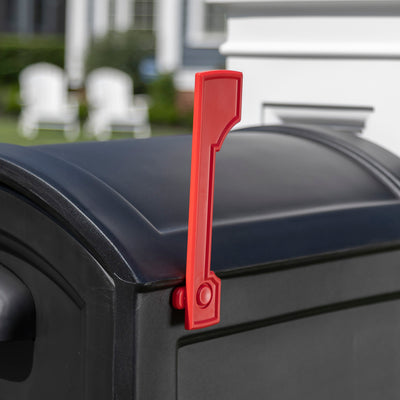 Town-to-Town XL Post-Mount Mailbox™ - Black with red mailbox flag
