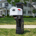 Town-to-Town XL Post-Mount Mailbox™ - White shown in front of house