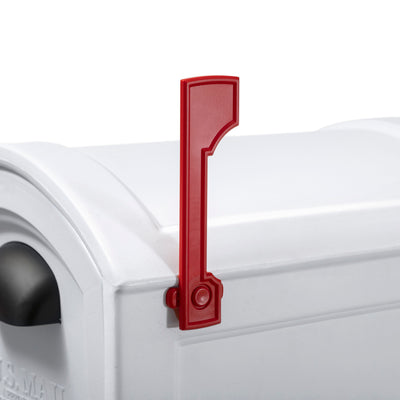 Town-to-Town XL Post-Mount Mailbox™ - White with red mailbox flag