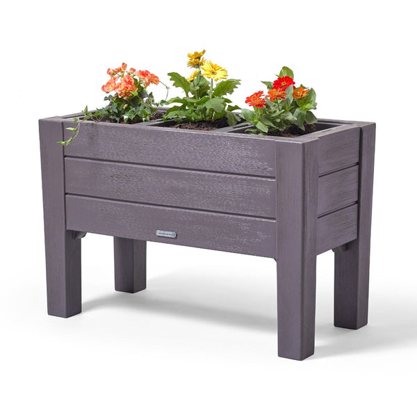 Lakewood Planter Box  - Dark Cedar with flowers