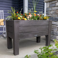 Lakewood Raised Planter™ - Dark Cedar with plants