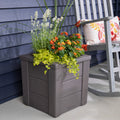 Lakewood Planter Box™ - Dark Cedar with plants 