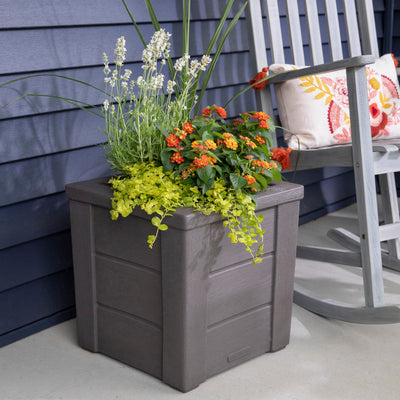 Lakewood Planter Box™ - Dark Cedar with plants 