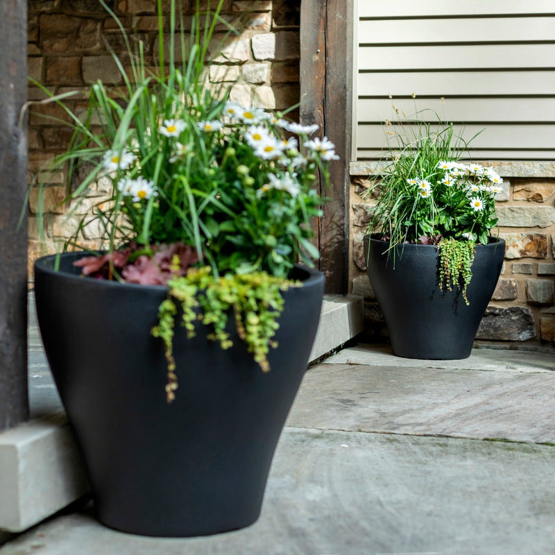 Fernway Planter - Black Onyx multiple planters on porch