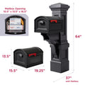 Atherton Grand Mail Post & XL Mailbox™ - Onyx Black dimensions