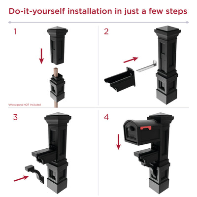 Atherton Grand Mail Post & XL Mailbox™ - Onyx Black installation steps