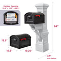 Atherton Grand Mail Post & XL Mailbox™ - Classic White dimensions