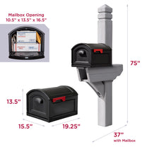 Highland Mail Post & XL Black Mailbox™ - Weathered Cedar dimensions