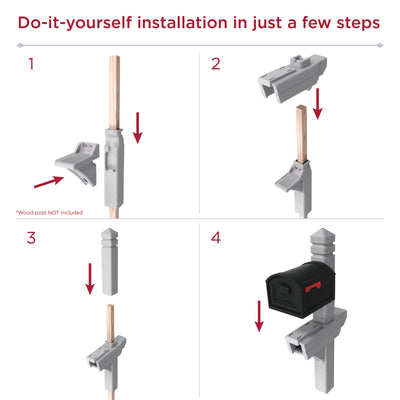 Highland Mail Post & XL Black Mailbox™ - Weathered Cedar installation steps