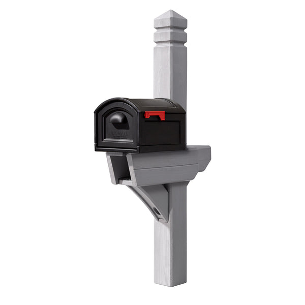 Highland Mail Post & XL Black Mailbox™ - Weathered Cedar