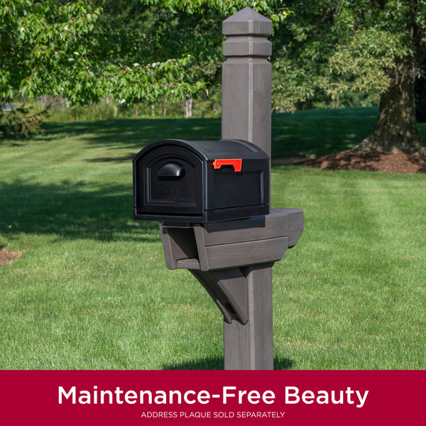 Highland Mail Post & XL Black Mailbox™ - Dark Cedar address plaque sold separately