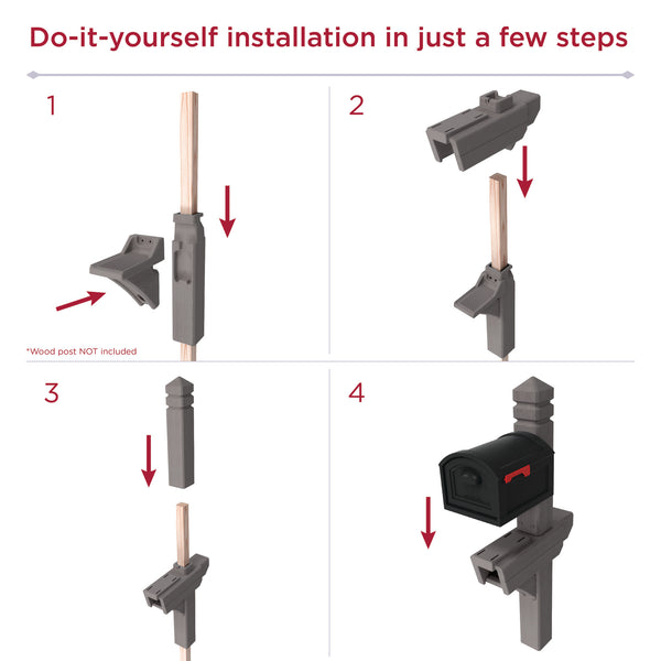 Highland Mail Post & XL Black Mailbox™ - Dark Cedar installation steps