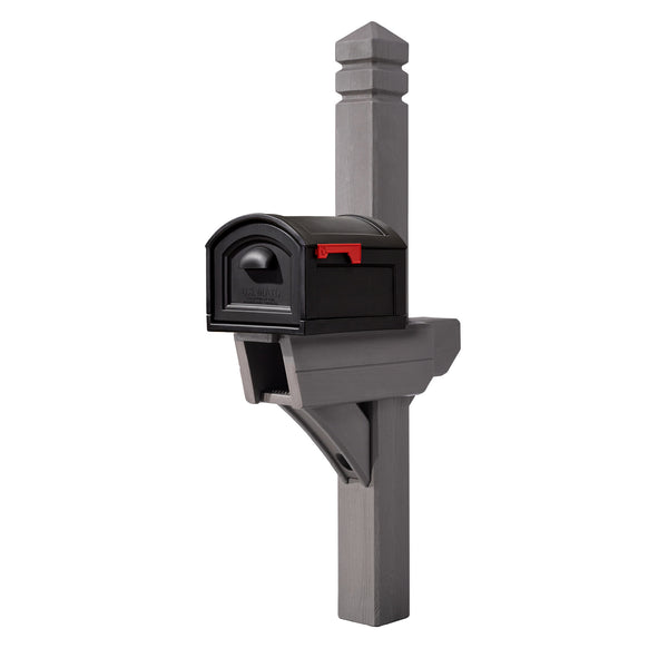 Highland Mail Post & XL Black Mailbox™ - Dark Cedar