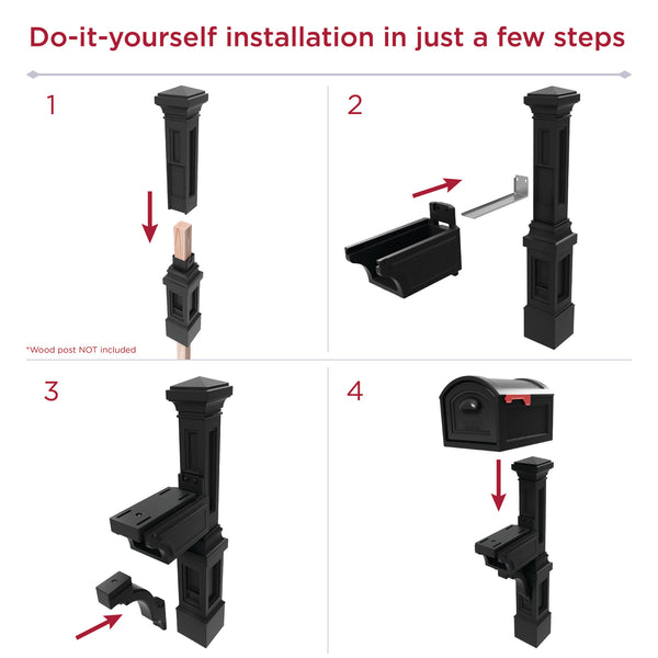 Atherton Mail Post & XL Mailbox™ - Onyx Black installation steps