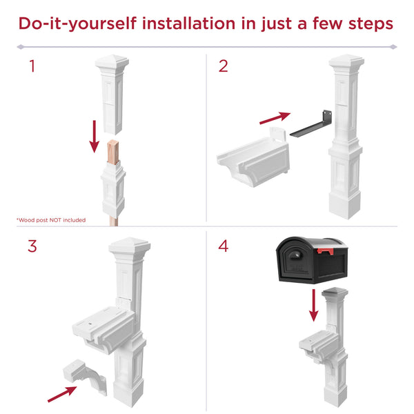 Atherton Mail Post & XL Mailbox™ - Classic White installation steps
