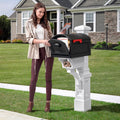 Atherton Mail Post & XL Mailbox™ - Classic White retrieving mail