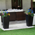 Tremont Tall Square Tapered Planter™ - Onyx Black 2 Pack on patio