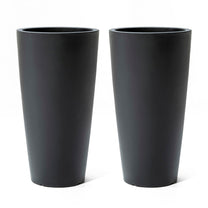 Tremont Tall Round Tapered Planter™ - Onyx Black 2 Pack