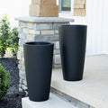 Tremont Tall Round Tapered Planter™ - Onyx Black 2 Pack on steps