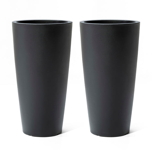 Tremont Tall Round Tapered Planter™ - Onyx Black 2 Pack