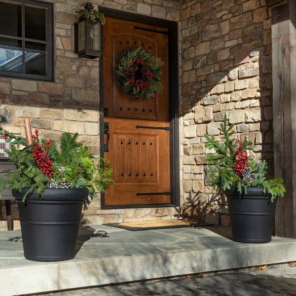 Claremont Planter™ - Onyx Black 2 pack at front door