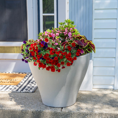 Fernway Planter™ - Concrete Gray with flowers