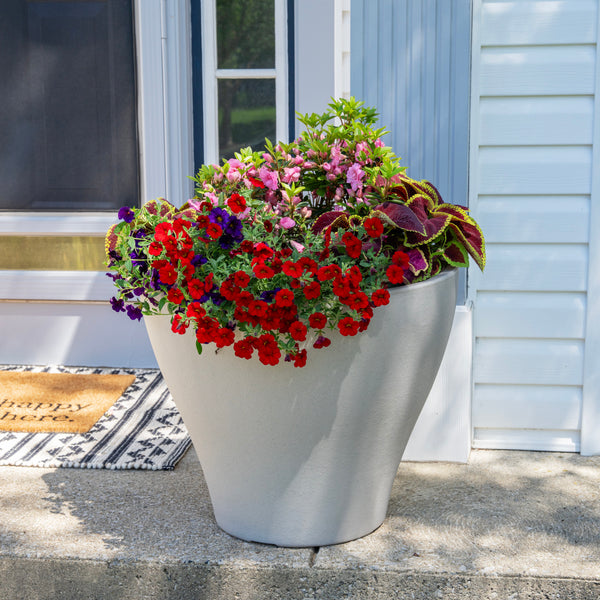 Fernway Planter™ - Concrete Gray with flowers