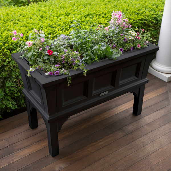Atherton Raised Planter Box™ - Onyx Black on porch