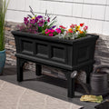 Atherton Raised Planter Box™ - Onyx Black with flowers
