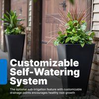 Bridgeview Tall Planter with customizable self-watering system
