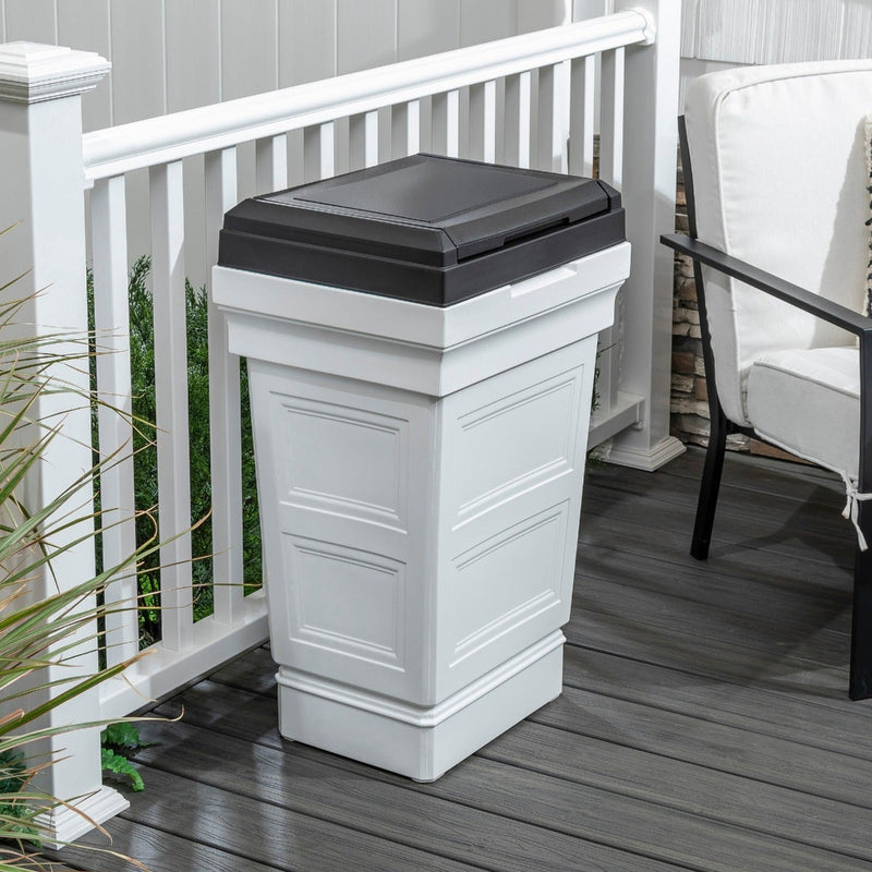 Atherton Trash Container™ - Classic White on deck