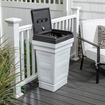 Atherton Garbage Container™ - Classic White lid open