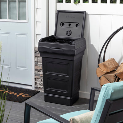 Atherton Garbage Container™ - Onyx Black lid open