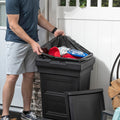 Atherton Garbage Container™ - Onyx Black man pulling trash bag out