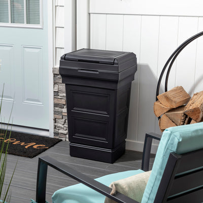 Atherton Garbage Container™ - Onyx Black with lid closed