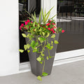 Bridgeview Tall Planter™ - Dark Cedar with plants
