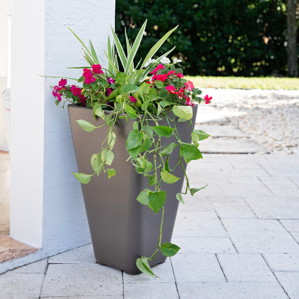 Bridgeview Tall Planter™ - Dark Cedar angle view