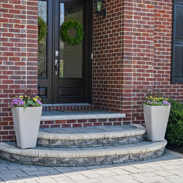 Bridgeview Tall Planter™ - Concrete Gray 2 Pack at front door