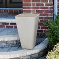 Bridgeview Tall Planter™ - Concrete Gray on front steps