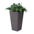 Tremont Tall Square Tapered Planter™ - Dark Cedar with plant