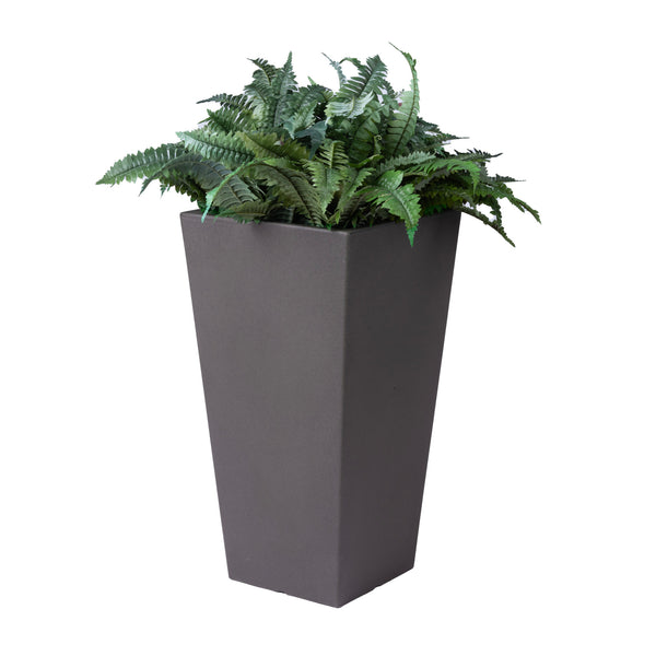 Tremont Tall Square Tapered Planter™ - Dark Cedar with plant