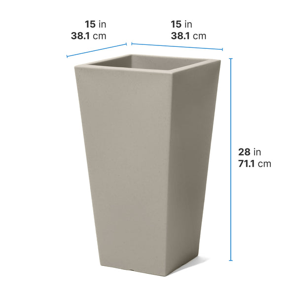 Tremont Tall Square Tapered Planter™ dimensions