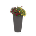 Tremont Tall Round Tapered Planter™ - Dark Cedar with plants