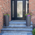 Tremont Tall Round Tapered Planter™ - Dark Cedar 2 Pack at entryway