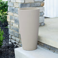 Tremont Tall Round Tapered Planter™ - Concrete Gray on step