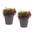 Claremont Planter™ - Dark Cedar 2 Pack with flowers