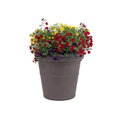 Claremont Planter™ - Dark Cedar with flowers